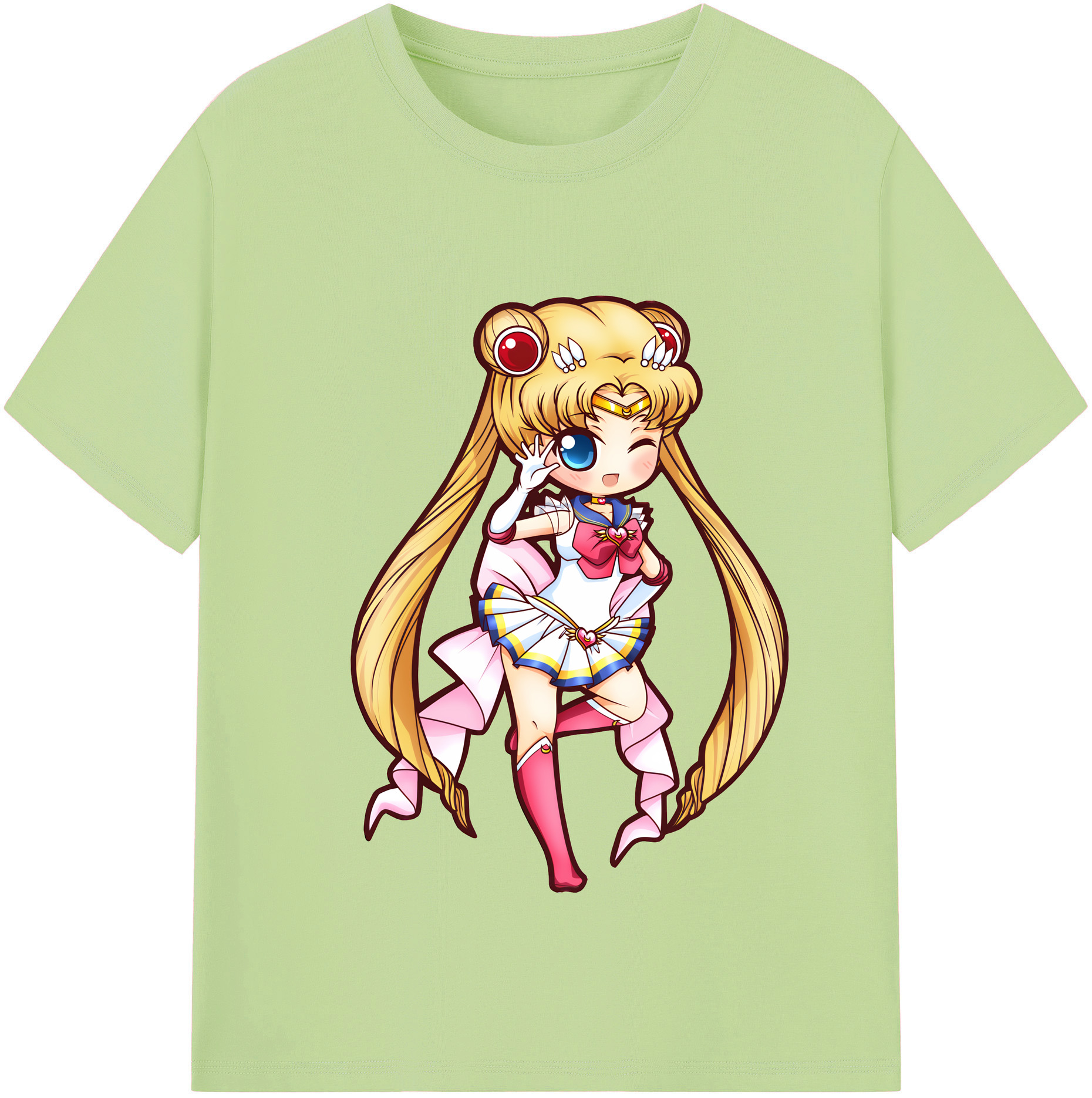 （画像用） 美少女戦士セーラームーン 月野 うさぎ つきの うさぎ Sailor Moon Tsukino Usagi 綿100％半袖Tシャツ（フロントプリント）